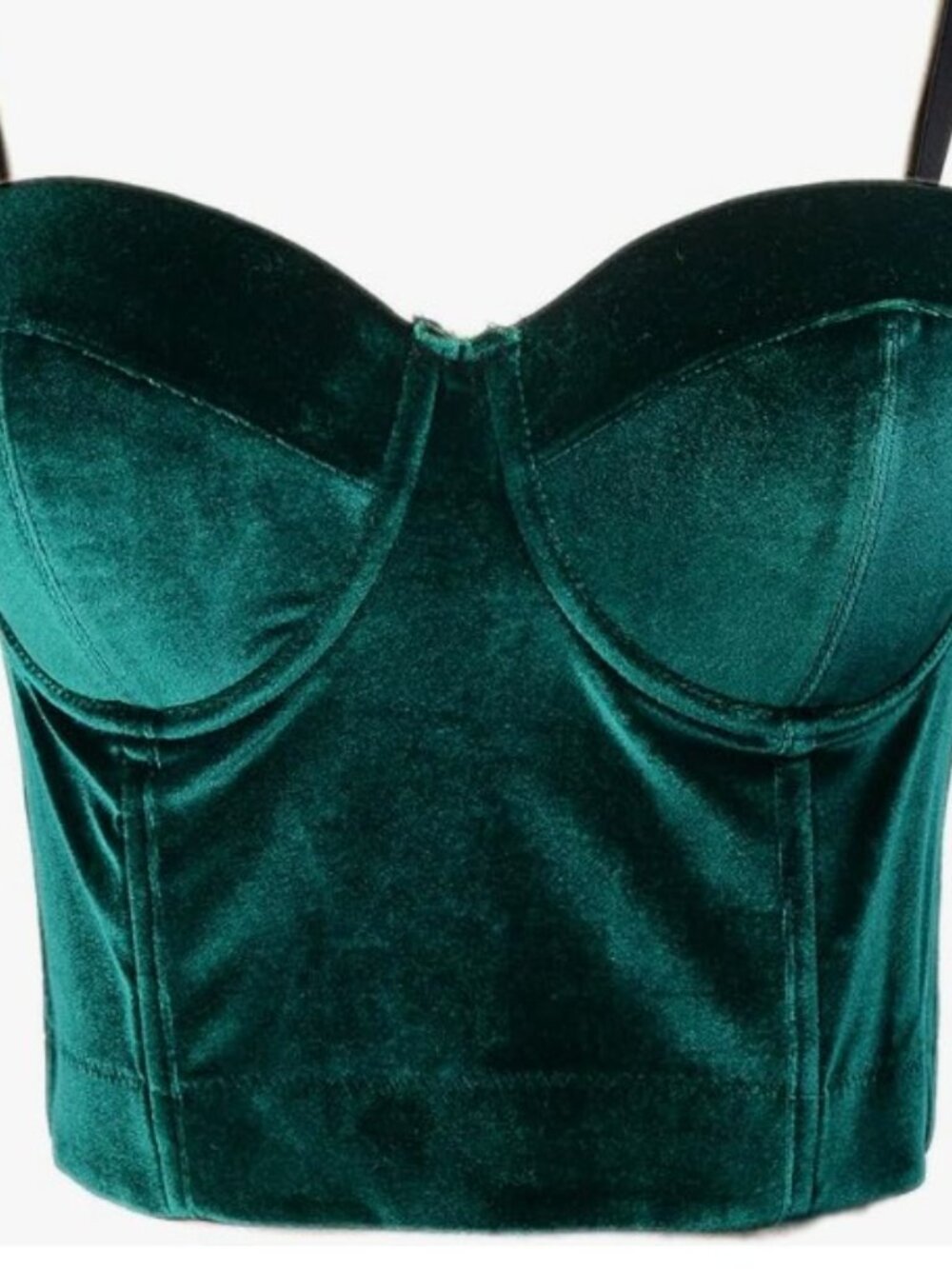 Lydia USA Women’s Velour Corset with Back Hook and Loop Closure in Green Size L